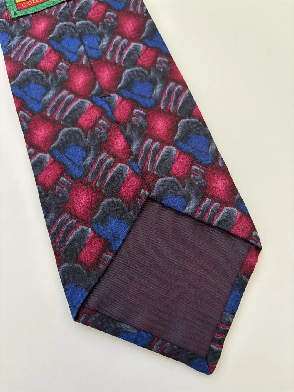 Vintage J Garcia Silk Neck Tie Blue Pink Geometric  Excellent Condition!